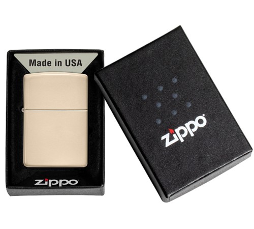 Зажигалка ZIPPO Classic с покрытием Flat Sand, латунь/сталь, бежевая, матовая, 38x13x57 мм