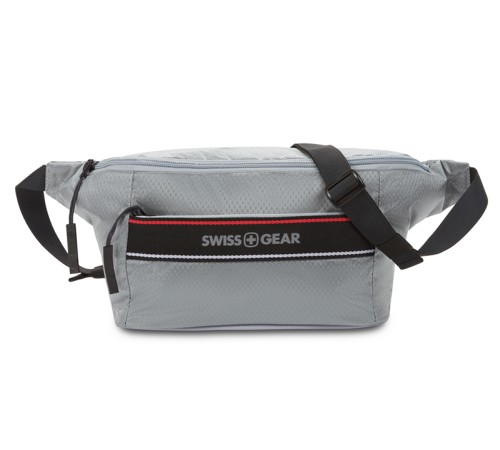 Сумка на пояс SWISSGEAR, светло-серая, полиэстер с плетением рип-стоп, 38 x 5 x 15 см