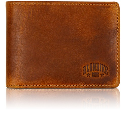 Бумажник KLONDIKE DIGGER «Angus», натуральная кожа в коньячном цвете, 12 х 9 x 2,5 см