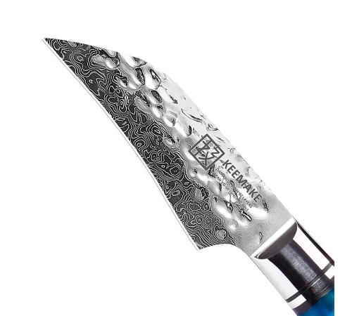 Нож из дамасской стали для овощей Keemake 3 Inch Peeling Knife, синий + бежевый