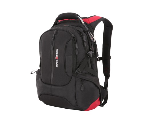 Рюкзак SWISSGEAR, 15”, черный/красный, полиэстер 1200D, 36х17х50 см, 30 л