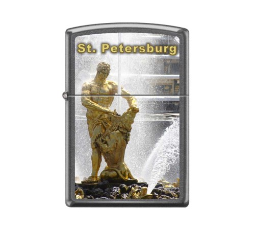 Зажигалка ZIPPO Петергоф с покрытием Gray Dusk , латунь/сталь, серая, матовая, 38x13x57 мм