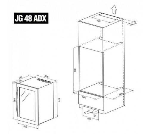 Винный шкаф компрессорный встраиваемый Ip Industrie Jg 48-6 Ad X