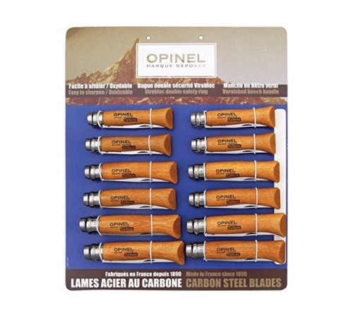 Набор-дисплей Opinel T085 из 12 ножей разных размеров из углеродистой стали, 182085