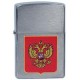 Зажигалка ZIPPO Герб России, с покрытием Brushed Chrome, латунь/сталь, серебристая, 38x13x57 мм