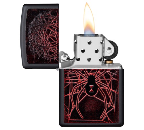 Зажигалка ZIPPO Spider Design с покрытием Black Matte, латунь/сталь, чёрная, матовая, 38x13x57 мм