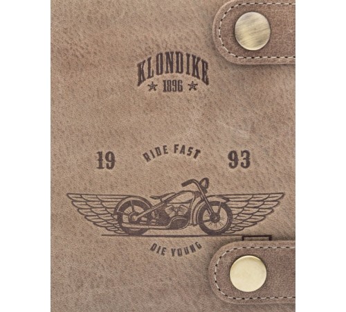 Бумажник KLONDIKE «Tim Bike», натуральная кожа в коричневом цвете, 10,5 х 12,5 х 2,5 см