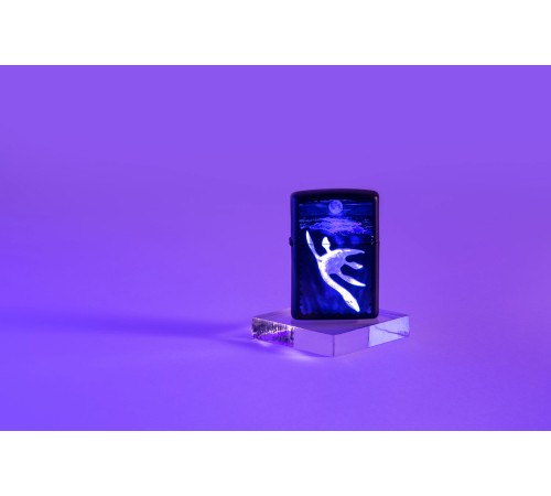 Зажигалка ZIPPO Lock Ness с покрытием Black Light, латунь/сталь, черная, матовая 38x13x57 мм