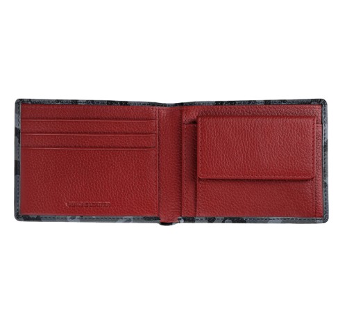 Портмоне ZIPPO, серо-чёрный камуфляж, натуральная кожа, 10,8×2,5×8,6 см