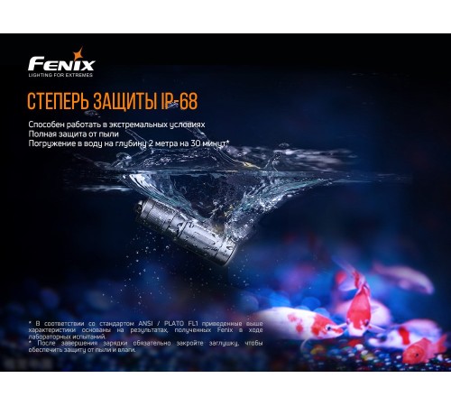 Фонарь Fenix E02R, голубой, E02RBL