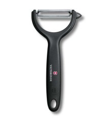 Нож для чистки томатов и киви VICTORINOX, двусторонее зубчатое лезвие, чёрная рукоять