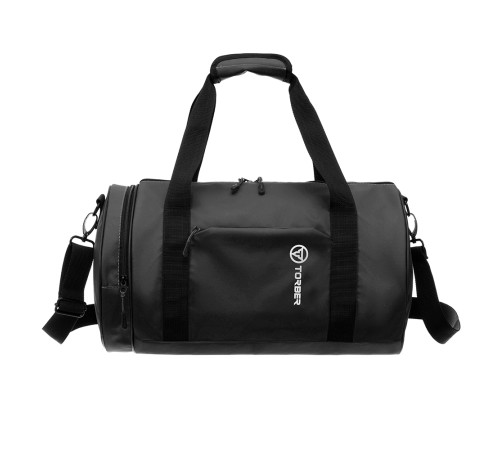 Сумка спортивная TORBER Mobi, чёрный, полиэстер 900D с PU покрытием, 45 х 25 х 25 см