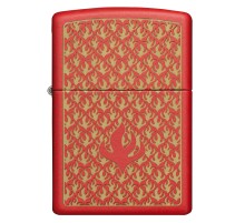 Зажигалка ZIPPO Flame Pattern с покрытием Red Matte, латунь/сталь, красная, матовая, 38x13x57 мм