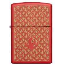 Зажигалка ZIPPO Flame Pattern с покрытием Red Matte, латунь/сталь, красная, матовая, 38x13x57 мм
