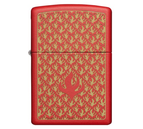 Зажигалка ZIPPO Flame Pattern с покрытием Red Matte, латунь/сталь, красная, матовая, 38x13x57 мм