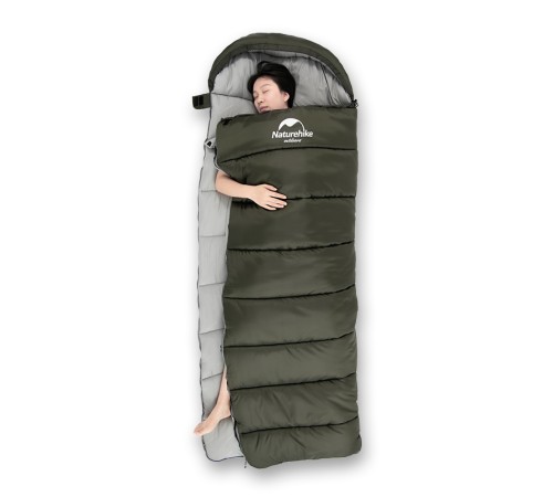 Спальный мешок Naturehike U Series Двойной хлопок осень-зима Green U350, 6927595767238 (молния справа)
