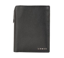 Бумажник для документов Cross Hudson Black, с ручкой Cross, кожа наппа, фактурная, черный