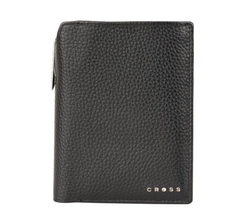 Бумажник для документов Cross Hudson Black, с ручкой Cross, кожа наппа, фактурная, черный