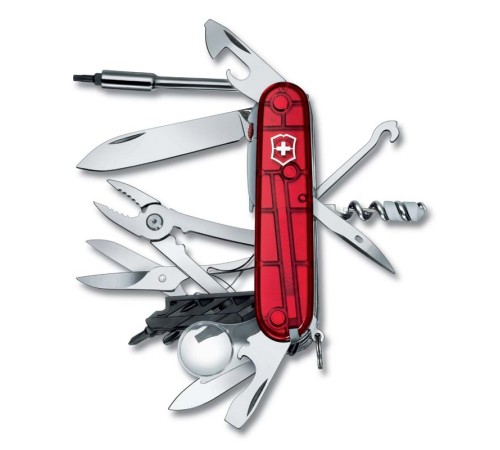 Нож перочинный VICTORINOX CyberTool Lite, 91 мм, 34 функции, полупрозрачный красный
