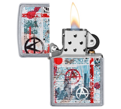 Зажигалка ZIPPO Anarchy Design с покрытием Street Chrome™, латунь/сталь, серебристая, 38x13x57 мм