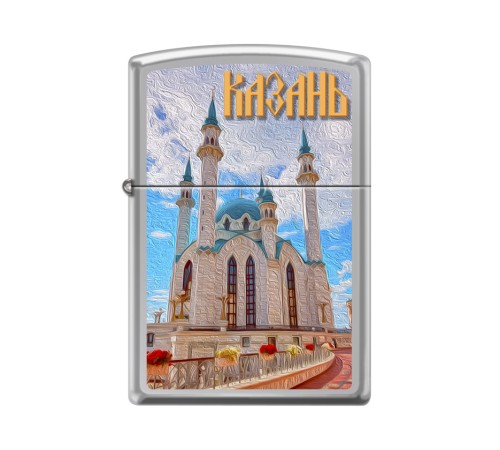 Зажигалка ZIPPO Казань с покрытием High Polish Chrome, латунь/сталь, серебристая, 38x13x57 мм
