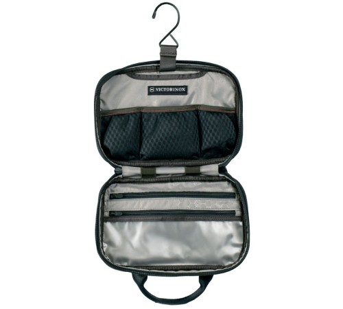 Несессер VICTORINOX Slimline Toiletry Kit, 2 отделения, чёрный, нейлон 800D, 25x6x15 см, 2 л