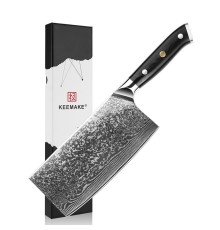 Нож из дамасской стали для мяса Keemake 7 Inch Cleaver Knife, черный
