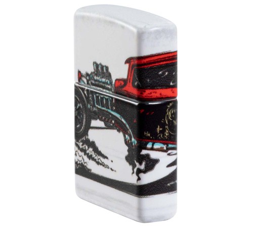 Зажигалка ZIPPO Hot Rod Design с покрытием 540 Matte, латунь/сталь, белая, матовая, 38x13x57 мм