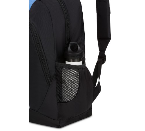 Рюкзак SWISSGEAR, чёрный/голубой, полиэстер 420D, 32х14х45 см, 20 л