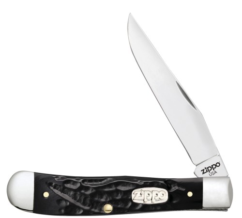 Нож перочинный ZIPPO Rough Black Synthetic Trapper, 105 мм, чёрный + ЗАЖИГАЛКА ZIPPO 207