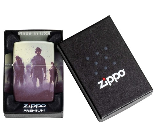 Зажигалка ZIPPO Zombie Design с покрытием 540 Matte, латунь/сталь, белая, матовая, 38x13x57 мм