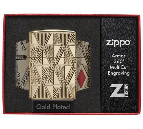 Зажигалка ZIPPO Armor® с покрытием High Polish Gold Plate, латунь/сталь, золотистая, 38x13x57 мм