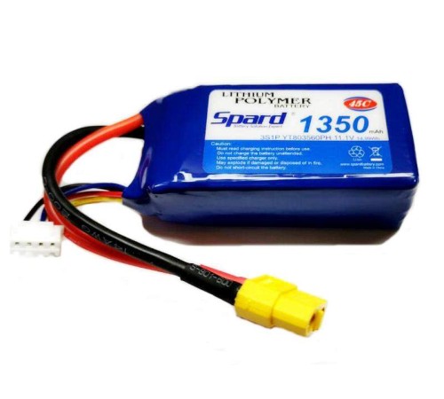Аккумулятор Li-Po Spard 1350mAh, 11,1V, 45C, XT60