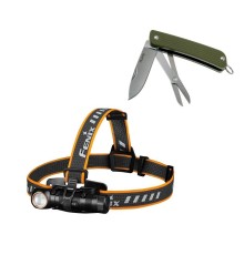 Налобный фонарь Fenix HM61R + складной нож Ruike S22, зелёный, HM61RS22G