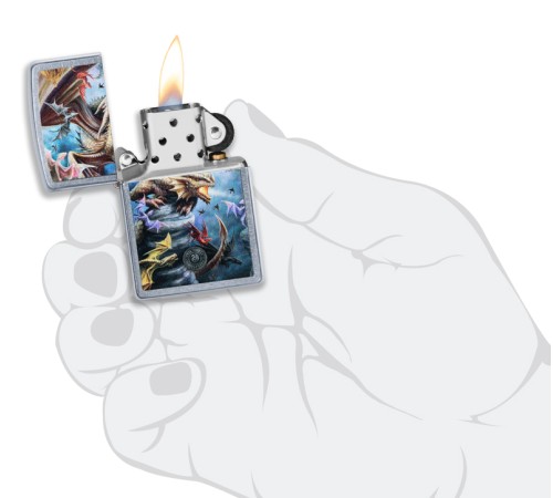Зажигалка ZIPPO Anne Stokes с покрытием Street Chrome™, латунь/сталь, серебристая, 38x13x57 мм