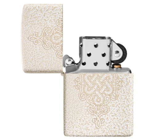 Зажигалка ZIPPO Lucky Knot Design с покрытием Mercury Glass, латунь/сталь, бежевая, 38x13x57 мм