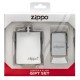 Подарочный набор ZIPPO: фляжка 89 мл и зажигалка, латунь/сталь, серебристый, в коробке с подвесом
