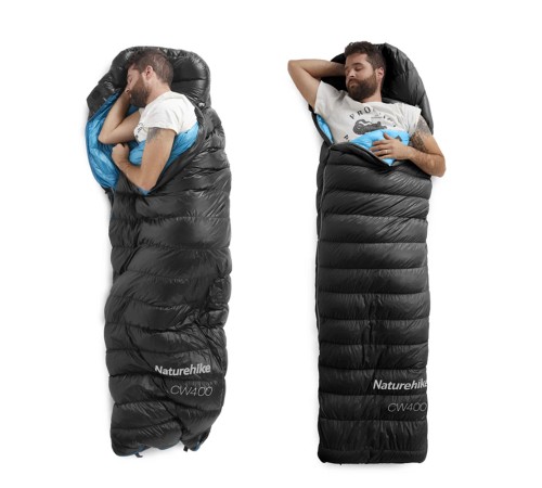 Мешок спальный Naturehike CW400 NH18C400-D с утиным пухом, размер L, черный