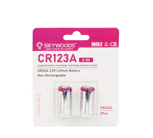 Элемент питания SKYWOODS CR123A, 1600mAh, комплект 2 шт.