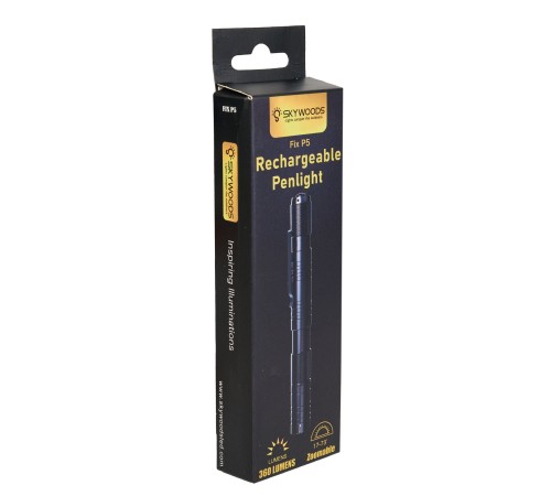 Фонарь-ручка SKYWOODS PENLIGHT FIX P5 Long, 360 люмен, фокусировка луча, Type-C