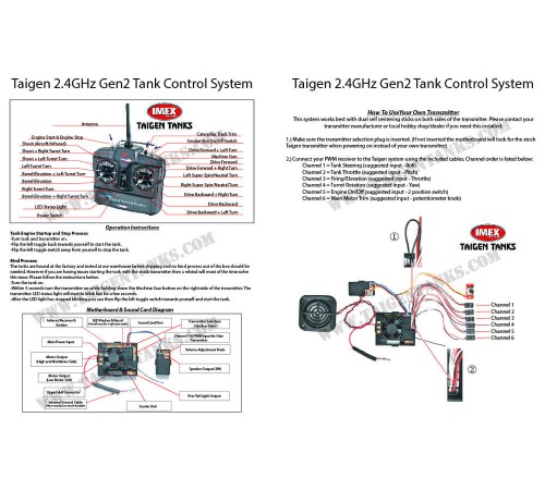 Система р/у Taigen танковая 2.4G V2 (пульт, приемник и динамик)
