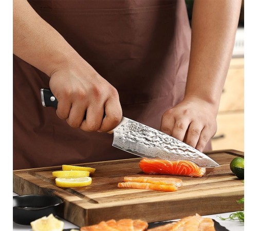 Нож шеф-повара из дамасской стали Keemake 6,5 Inch Chef Knife, черный