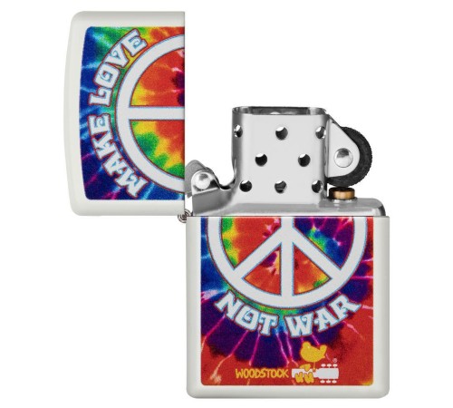 Зажигалка ZIPPO Woodstock® с покрытием White Matte, латунь/сталь, белая, матовая, 38x13x57 мм
