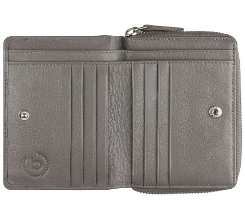 Кошелёк женский BUGATTI Lady Top, на молнии, серый, натуральная воловья кожа, 12х2,5х9 см