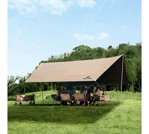 Тент Naturehike Yunxiao Canopy Lite CNK2350WS015, 150D, 400-315*292 см для кемпинга, светло-коричневый (с двумя стойками), 6976023926341