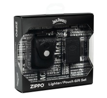 Набор ZIPPO Jack Daniels®: зажигалка с покрытием Black Matte и кожаный чехол в подарочной коробке