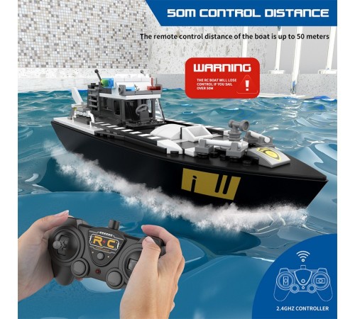 Радиоуправляемый катер Flytec V103 конструктор 2 в 1 (169 деталей) 2.4G RTR