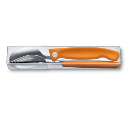 Набор из 3 столовых приборов VICTORINOX Swiss Classic: нож для овощей, вилка, ложка, оранжевый цвет