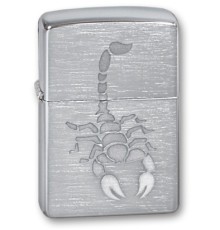 Зажигалка ZIPPO Scorpion, с покрытием Brushed Chrome, латунь/сталь, серебристая, 38x13x57 мм
