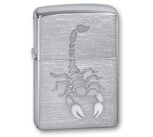 Зажигалка ZIPPO Scorpion, с покрытием Brushed Chrome, латунь/сталь, серебристая, 38x13x57 мм